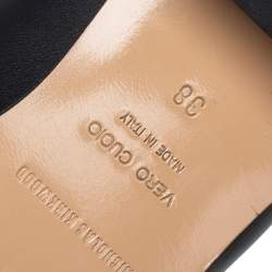 Pre Owned Nicholas Kirkwood Black Leather Casati Pearl Embellished Heel Loafers Size 38