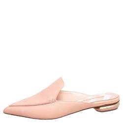 Pre Owned Nicholas Kirkwood Beige Leather Beya Pointed Toe Flats Size 38