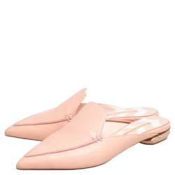 Pre Owned Nicholas Kirkwood Beige Leather Beya Pointed Toe Flats Size 38