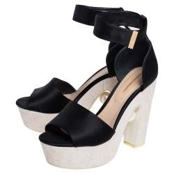 Nicholas Kirkwood Black Satin Maya Pearl Platform Sandals Size 40