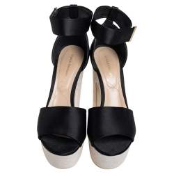 Nicholas Kirkwood Black Satin Maya Pearl Platform Sandals Size 40