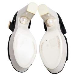 Nicholas Kirkwood Black Satin Maya Pearl Platform Sandals Size 40
