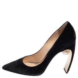 Pre Owned Nicholas Kirkwood Black Suede Maeva Pointed Toe Pumps Size 37