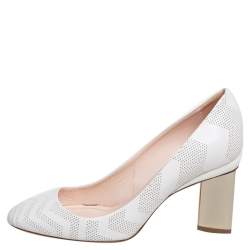 Pre Owned Nicholas Kirkwood White Perforated Leather Briona Prism Pumps Size 37