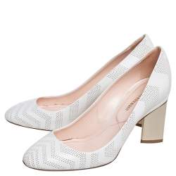 Pre Owned Nicholas Kirkwood White Perforated Leather Briona Prism Pumps Size 37