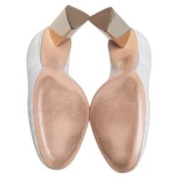 Pre Owned Nicholas Kirkwood White Perforated Leather Briona Prism Pumps Size 37