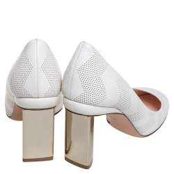 Pre Owned Nicholas Kirkwood White Perforated Leather Briona Prism Pumps Size 37