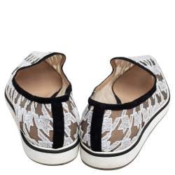 Nicholas Kirkwood White/Black Fabric and Mesh Pointed Toe Slip On Sneakers Size 40