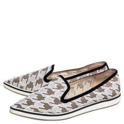 Nicholas Kirkwood White/Black Fabric and Mesh Pointed Toe Slip On Sneakers Size 40