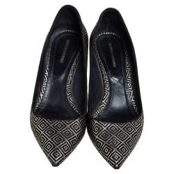 Nicholas Kirkwood Black/Gold Diamond Quilt Pattern Suede Pointed Toe Pumps Size 41
