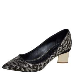 Nicholas Kirkwood Black/Gold Diamond Quilt Pattern Suede Pointed Toe Pumps Size 41