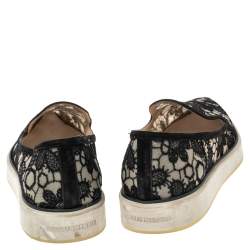 Nicholas Kirkwood Black Lace Alona Pointed Toe Platform Loafers Size 40.5