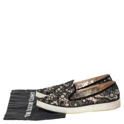 Nicholas Kirkwood Black Lace Alona Pointed Toe Platform Loafers Size 40.5