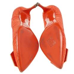 Pre Owned Nicholas Kirkwood Orange Raffia Hexagon Pointed Toe Pumps Size 36