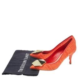 Pre Owned Nicholas Kirkwood Orange Raffia Hexagon Pointed Toe Pumps Size 36