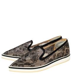 Pre Owned Nicholas Kirkwood Black Lace Alona Pointed Toe Platform Loafers Size 36