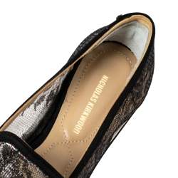 Pre Owned Nicholas Kirkwood Black Lace Alona Pointed Toe Platform Loafers Size 36