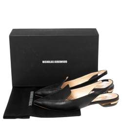 Pre Owned Nicholas Kirkwood Black Leather Beya Pointed Toe Slingback Sandals Size 40.5