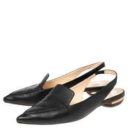 Pre Owned Nicholas Kirkwood Black Leather Beya Pointed Toe Slingback Sandals Size 40.5