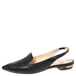 Pre Owned Nicholas Kirkwood Black Leather Beya Pointed Toe Slingback Sandals Size 40.5