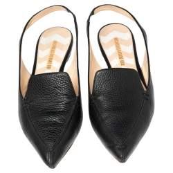 Pre Owned Nicholas Kirkwood Black Leather Beya Pointed Toe Slingback Sandals Size 40.5