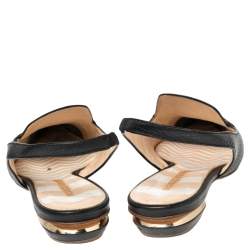 Pre Owned Nicholas Kirkwood Black Leather Beya Pointed Toe Slingback Sandals Size 40.5