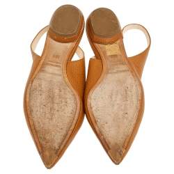 Pre Owned Nicholas Kirkwood Brown Leather Beya Slingback Flats Size 36.5