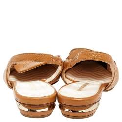 Pre Owned Nicholas Kirkwood Brown Leather Beya Slingback Flats Size 36.5