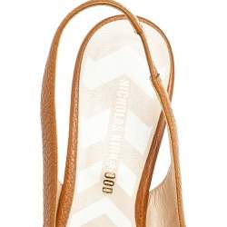 Pre Owned Nicholas Kirkwood Brown Leather Beya Slingback Flats Size 36.5