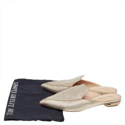 Pre Owned Nicholas Kirkwood Gold Glitter Beya Pointed Toe Flats Size 38