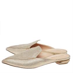 Pre Owned Nicholas Kirkwood Gold Glitter Beya Pointed Toe Flats Size 38