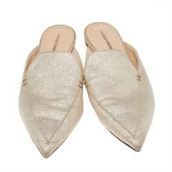 Pre Owned Nicholas Kirkwood Gold Glitter Beya Pointed Toe Flats Size 38
