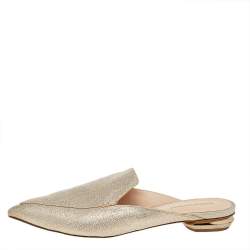 Pre Owned Nicholas Kirkwood Gold Glitter Beya Pointed Toe Flats Size 38