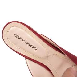 Pre Owned Nicholas Kirkwood Burgundy Satin Eden Crystal Embellished Mules Size 38