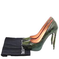 Nicholas Kirkwood Green Snakeskin Platform Pumps Size 39
