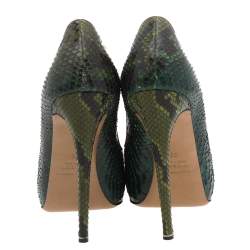Nicholas Kirkwood Green Snakeskin Platform Pumps Size 39