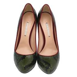 Nicholas Kirkwood Green Snakeskin Platform Pumps Size 39