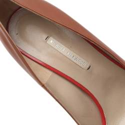 Pre Owned Nicholas Kirkwood Brown Leather Peep Toe Pumps Size 39.5