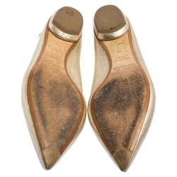 Pre Owned Nicholas Kirkwood Gold Leather Beya Pointed Toe Flats Size 40