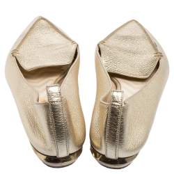Pre Owned Nicholas Kirkwood Gold Leather Beya Pointed Toe Flats Size 40