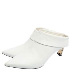 Pre Owned Nicholas Kirkwood White Leather Pointed Toe Mules Size 37