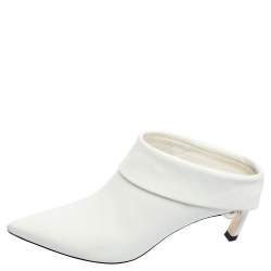 Pre Owned Nicholas Kirkwood White Leather Pointed Toe Mules Size 37