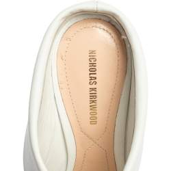 Pre Owned Nicholas Kirkwood White Leather Pointed Toe Mules Size 37