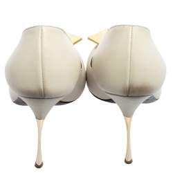 Pre Owned Nicholas Kirkwood White Leather Hexagon Pointed Toe Pumps Size 37.5