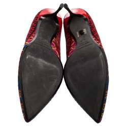 Pre Owned Nicholas Kirkwood Multicolor Mexican Embroidered Fabric Pointed Toe Pumps Size 39.5