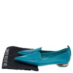 Pre Owned Nicholas Kirkwood Aqua Blue Leather Beya Pointed Toe Loafers Size 40