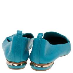 Pre Owned Nicholas Kirkwood Aqua Blue Leather Beya Pointed Toe Loafers Size 40