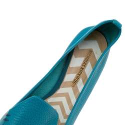 Pre Owned Nicholas Kirkwood Aqua Blue Leather Beya Pointed Toe Loafers Size 40