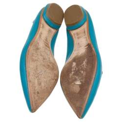Pre Owned Nicholas Kirkwood Aqua Blue Leather Beya Pointed Toe Loafers Size 40
