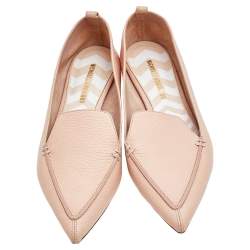 Nicholas Kirkwood Peach Leather Beya Pointed Toe Loafers Size 40.5